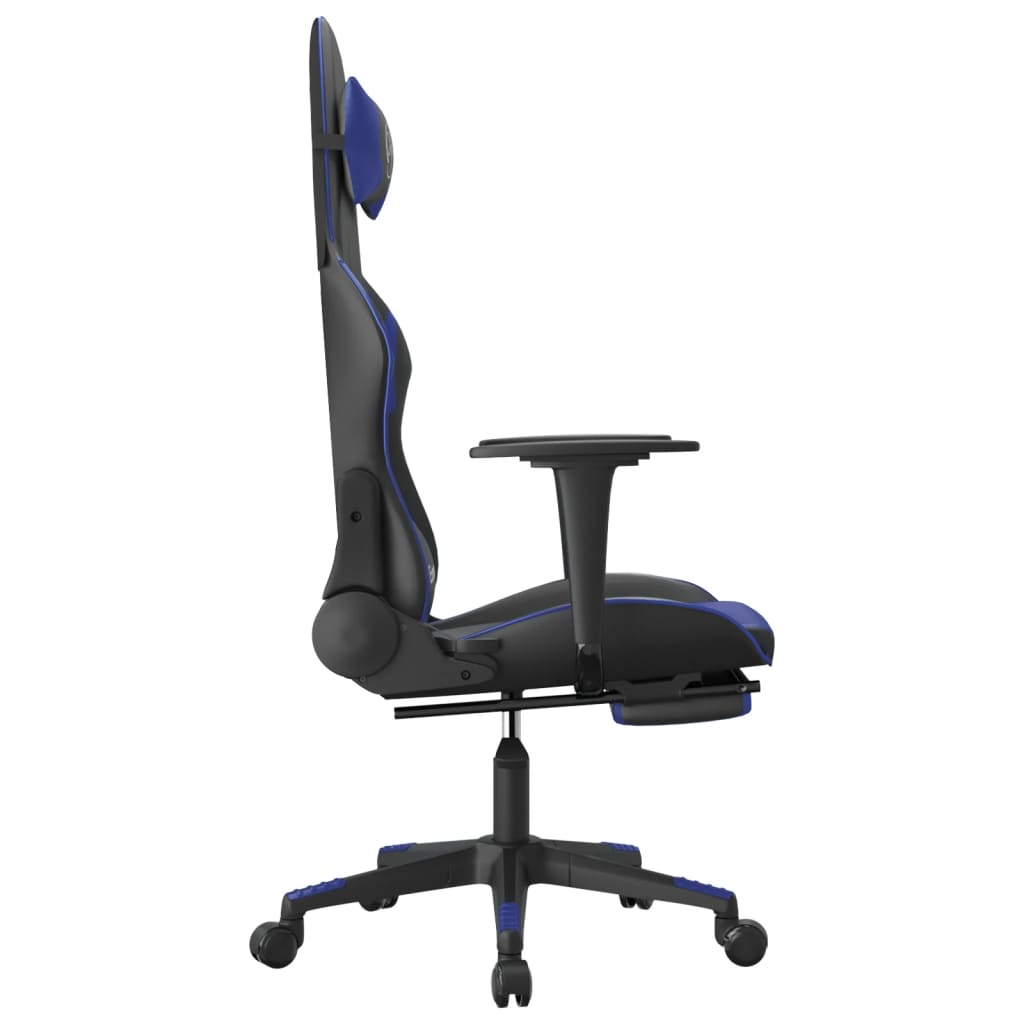 Cadeira de jogos e massagem e preto e imitação do pé azul