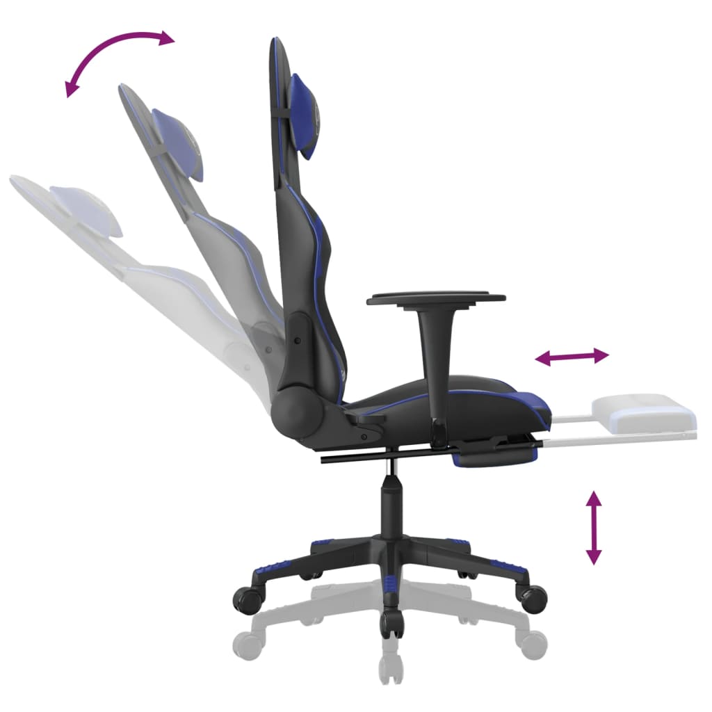 Cadeira de jogos e massagem e preto e imitação do pé azul