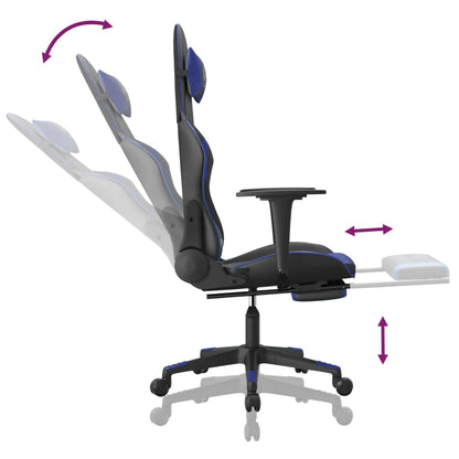 Cadeira de jogos e massagem e preto e imitação do pé azul