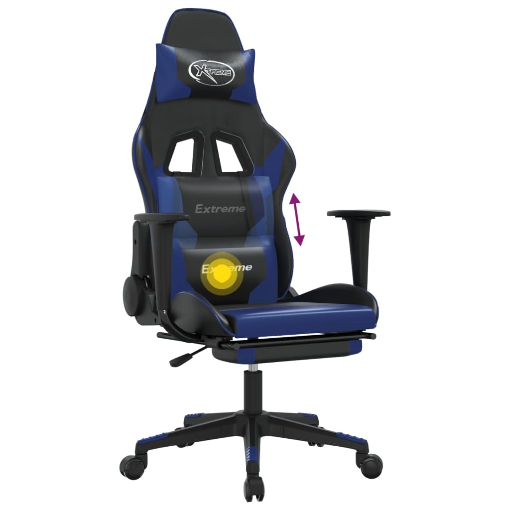 Cadeira de jogos e massagem e preto e imitação do pé azul