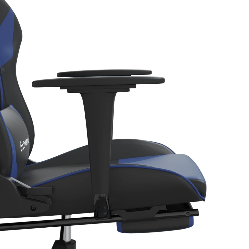 Cadeira de jogos e massagem e preto e imitação do pé azul