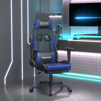 Cadeira de jogos e massagem e preto e imitação do pé azul