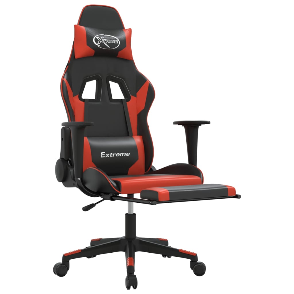Cadeira de jogos e massagem e pé vermelho preto