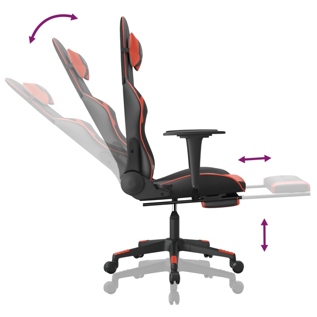 Cadeira de jogos e massagem e pé vermelho preto