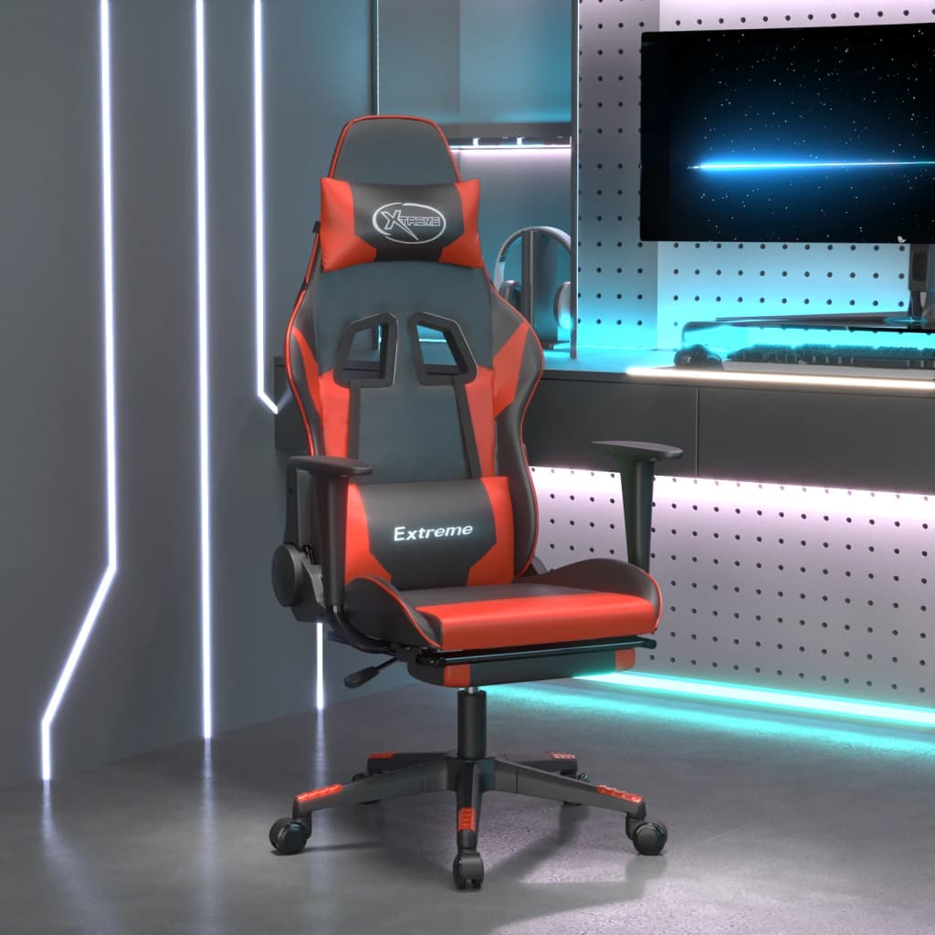 Cadeira de jogos e massagem e pé vermelho preto