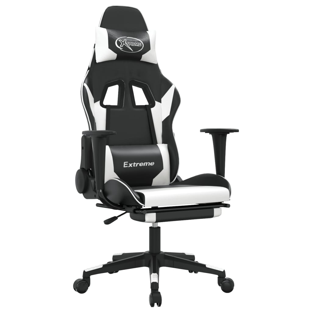 Cadeira de jogos e massagem e apoios de pés pretos pretos