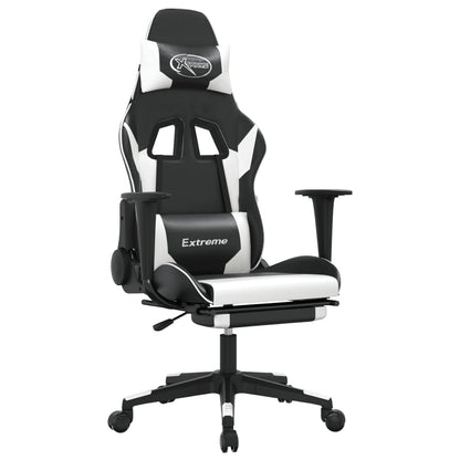Cadeira de jogos e massagem e apoios de pés pretos pretos
