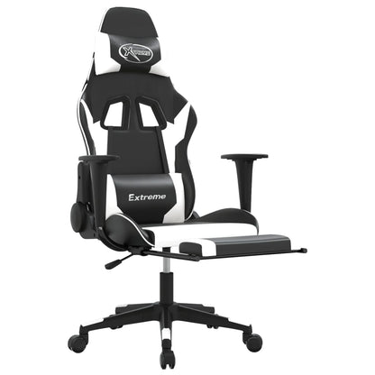 Cadeira de jogos e massagem e apoios de pés pretos pretos