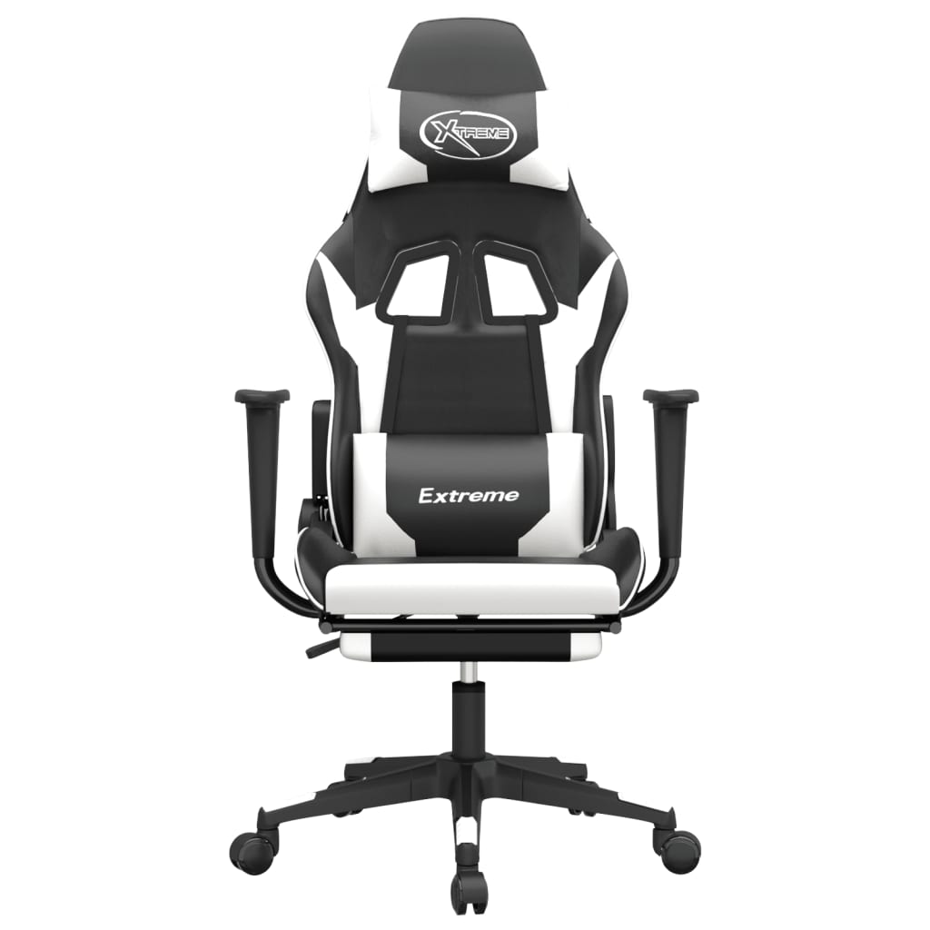 Cadeira de jogos e massagem e apoios de pés pretos pretos