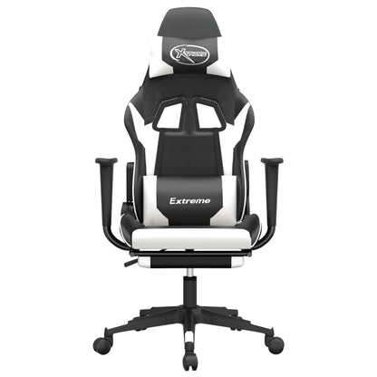 Cadeira de jogos e massagem e apoios de pés pretos pretos