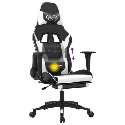 Cadeira de jogos e massagem e apoios de pés pretos pretos