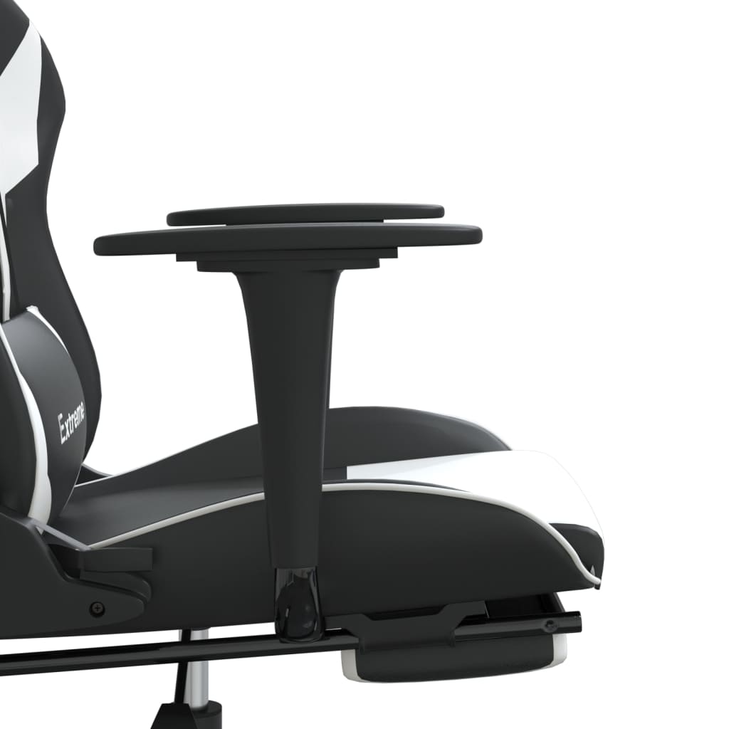 Cadeira de jogos e massagem e apoios de pés pretos pretos