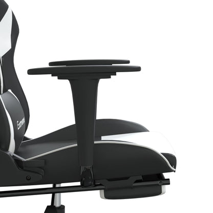 Cadeira de jogos e massagem e apoios de pés pretos pretos