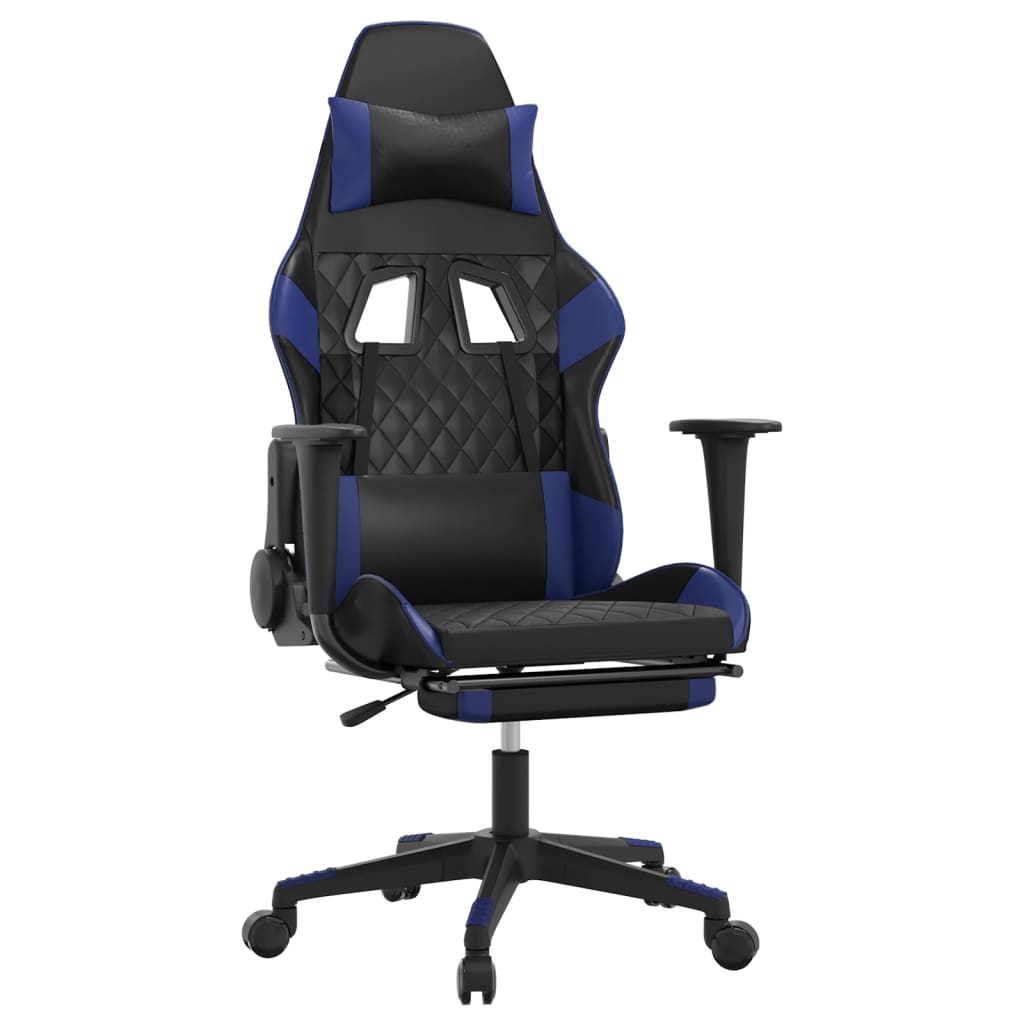 Cadeira de jogos e massagem e preto e imitação do pé azul