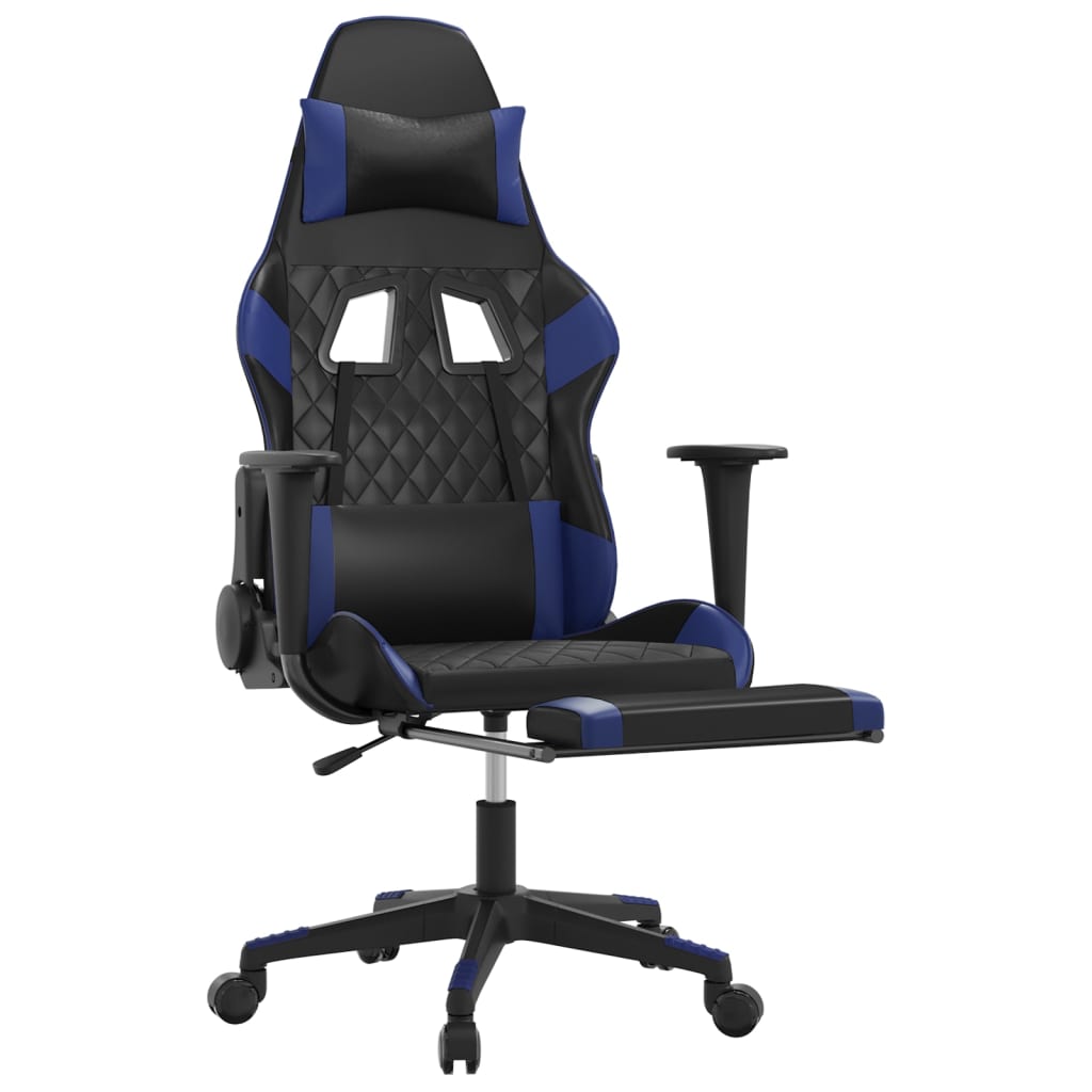 Cadeira de jogos e massagem e preto e imitação do pé azul