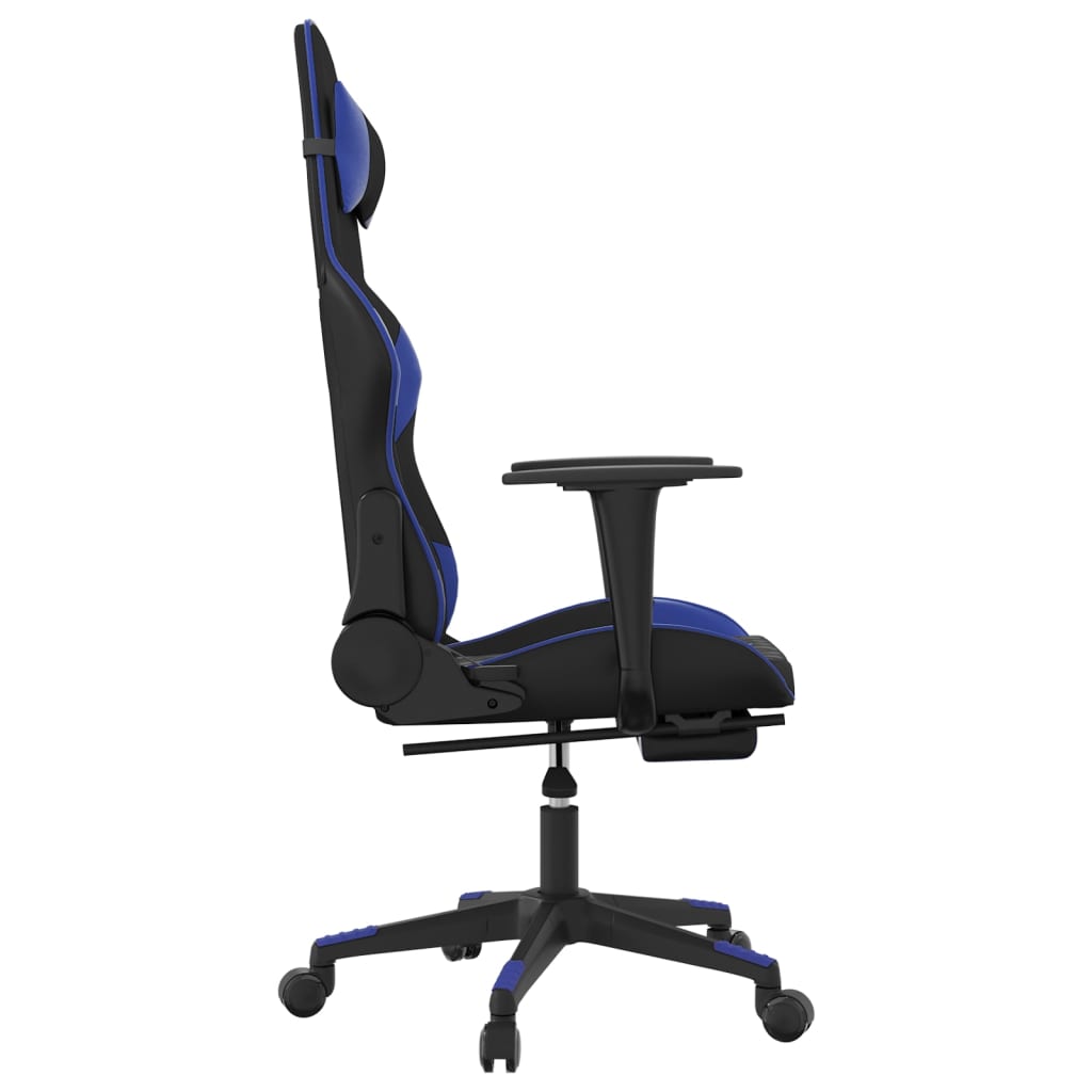 Cadeira de jogos e massagem e preto e imitação do pé azul