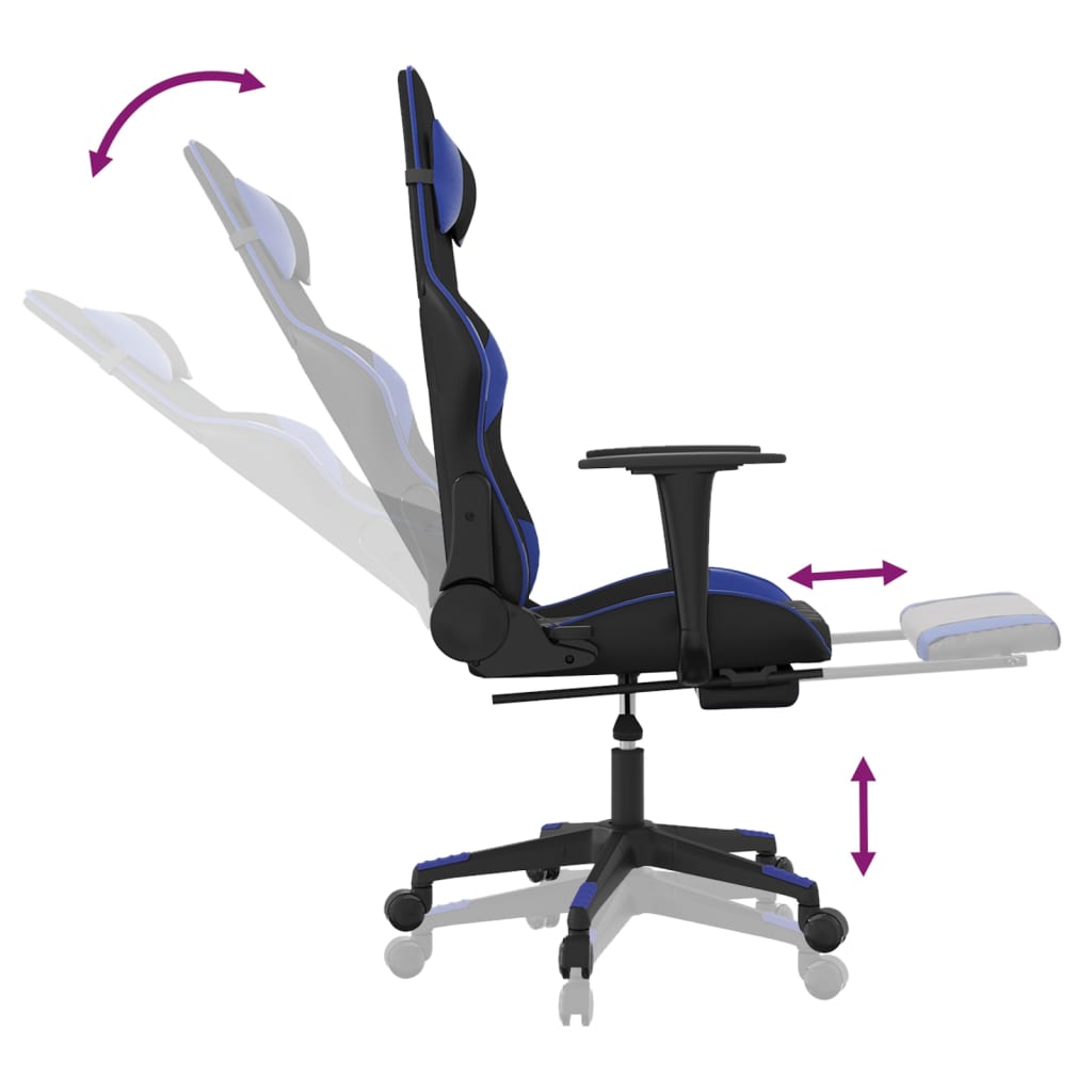 Cadeira de jogos e massagem e preto e imitação do pé azul