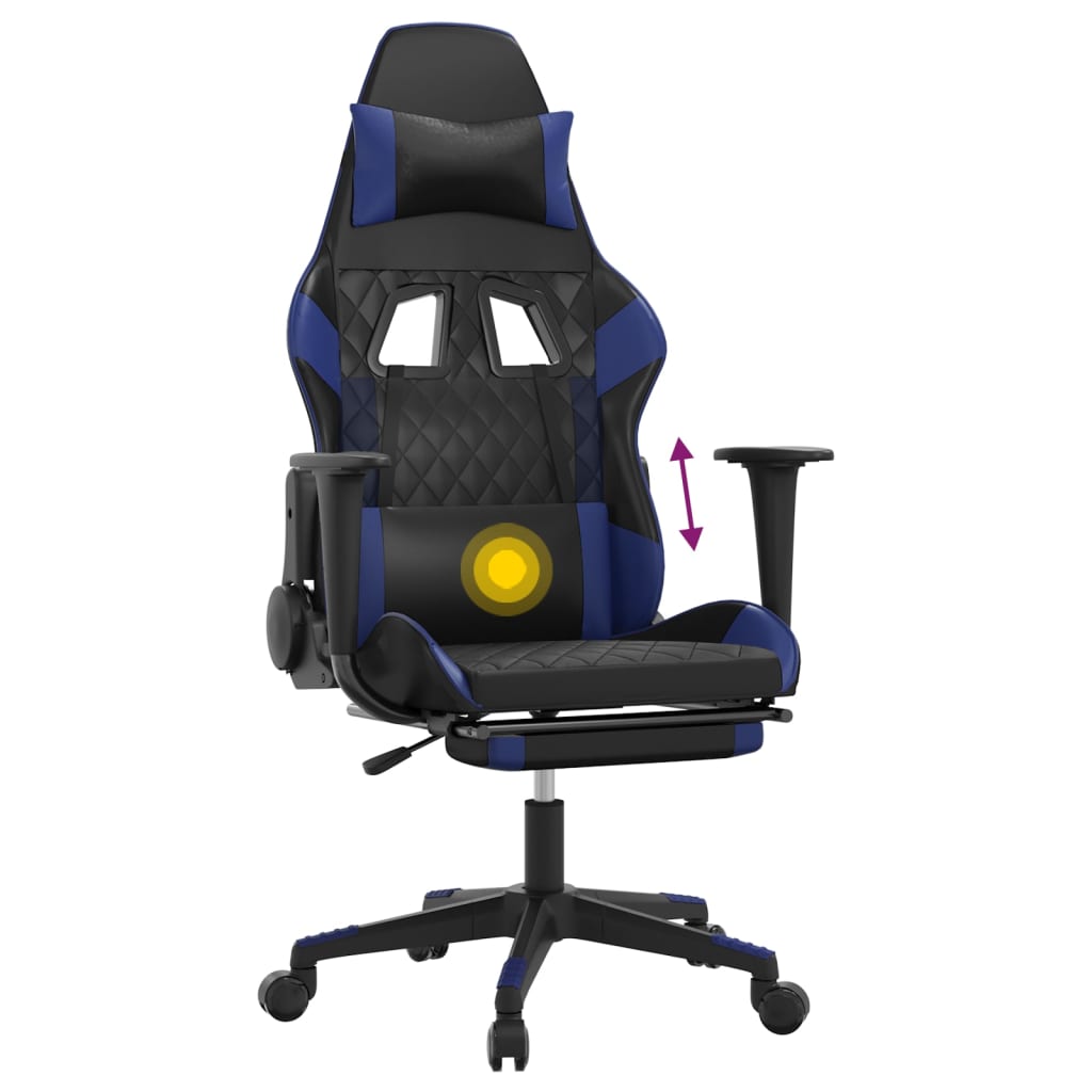 Cadeira de jogos e massagem e preto e imitação do pé azul