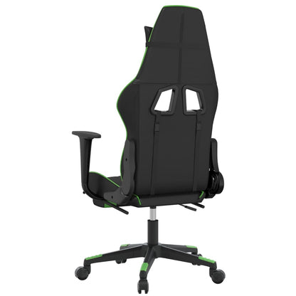 Cadeira de jogos e massagem com apoios de pés pretos e verdes