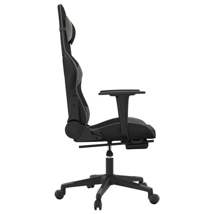 Chaise de Gaming & massage avec repose-pied Noir & Gris Similicuir