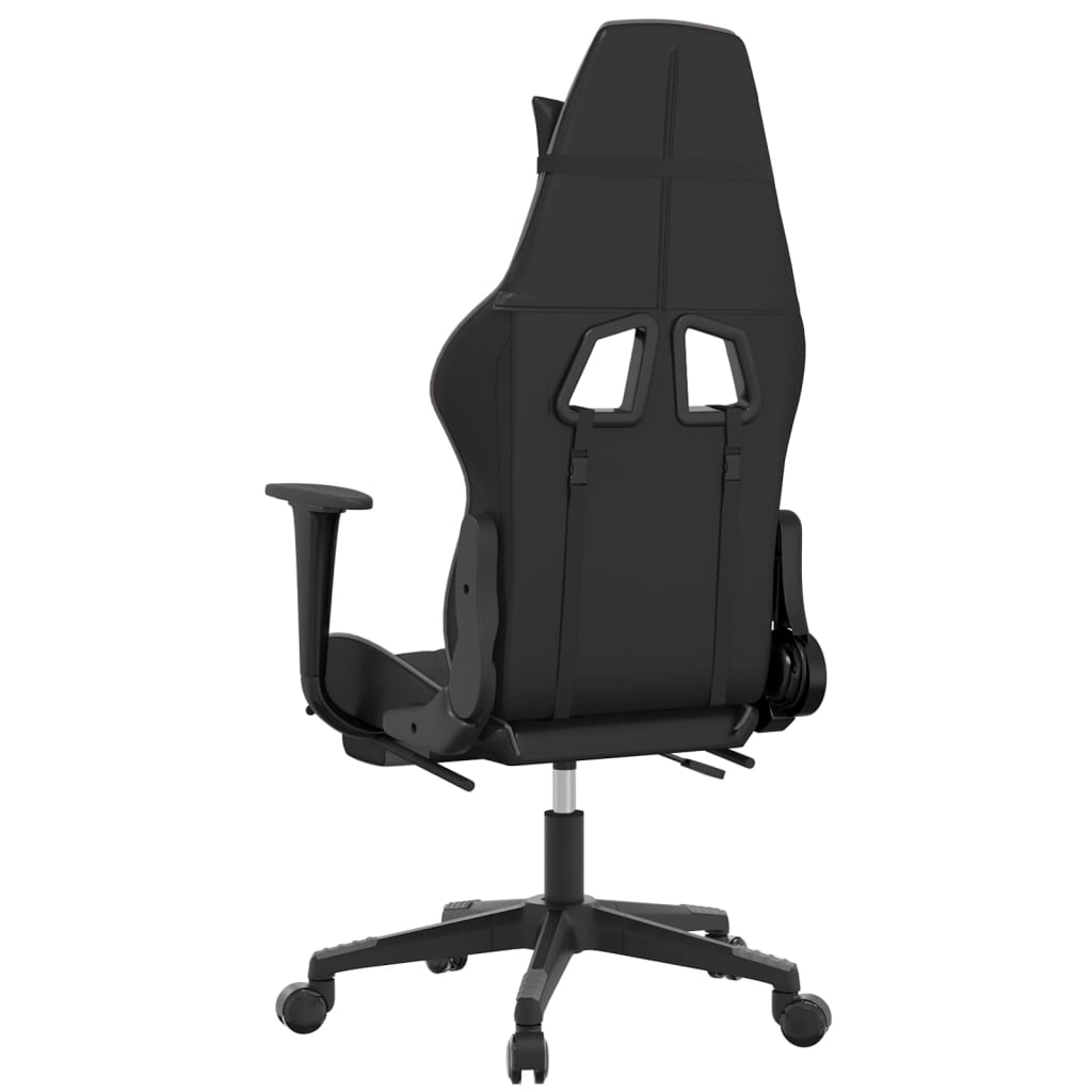 Chaise de Gaming & massage avec repose-pied Noir & Gris Similicuir
