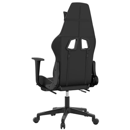 Chaise de Gaming & massage avec repose-pied Noir & Gris Similicuir