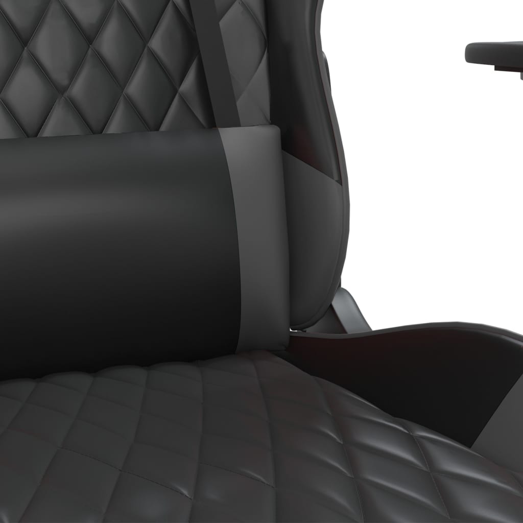 Chaise de Gaming & massage avec repose-pied Noir & Gris Similicuir