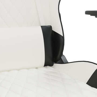 Chaise de Gaming & massage avec repose-pied Blanc & Noir Similicuir