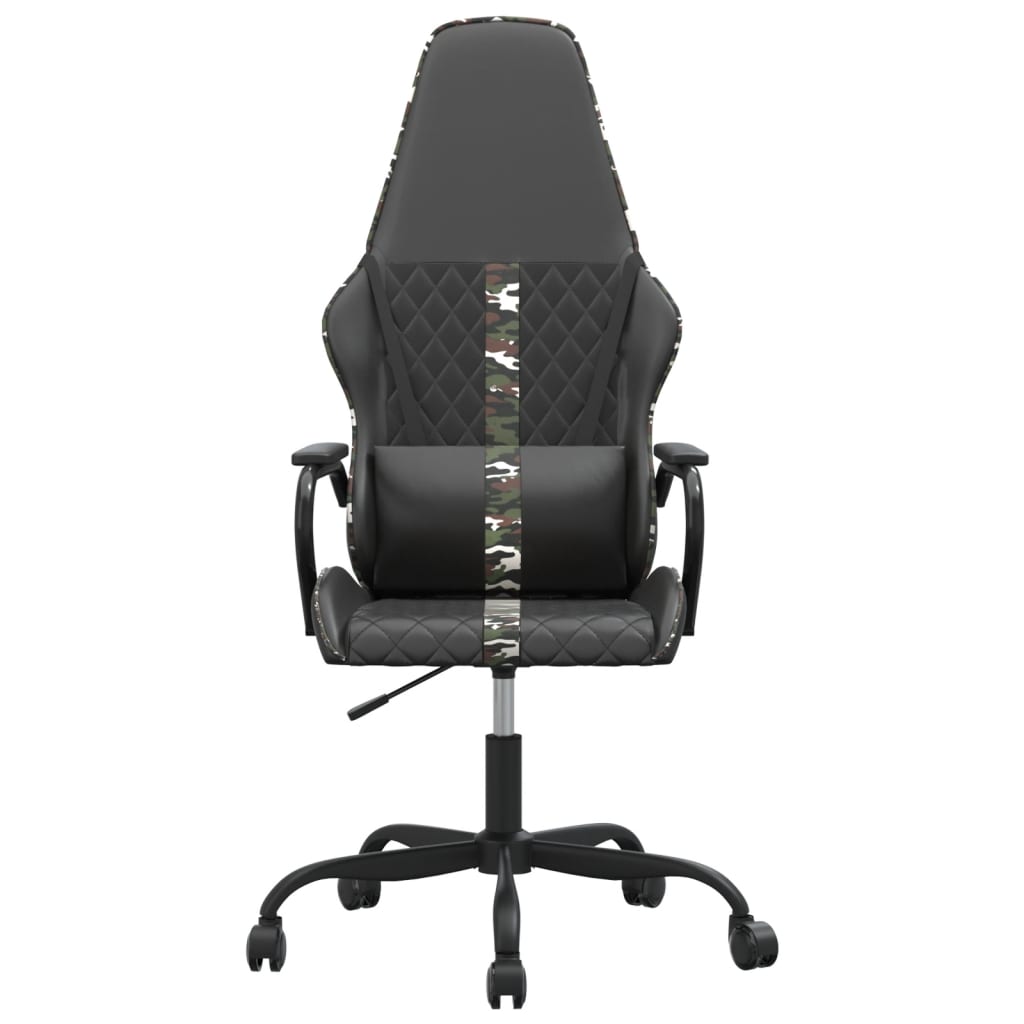 Cadeira de jogos e camuflagem de massagem e couro preto