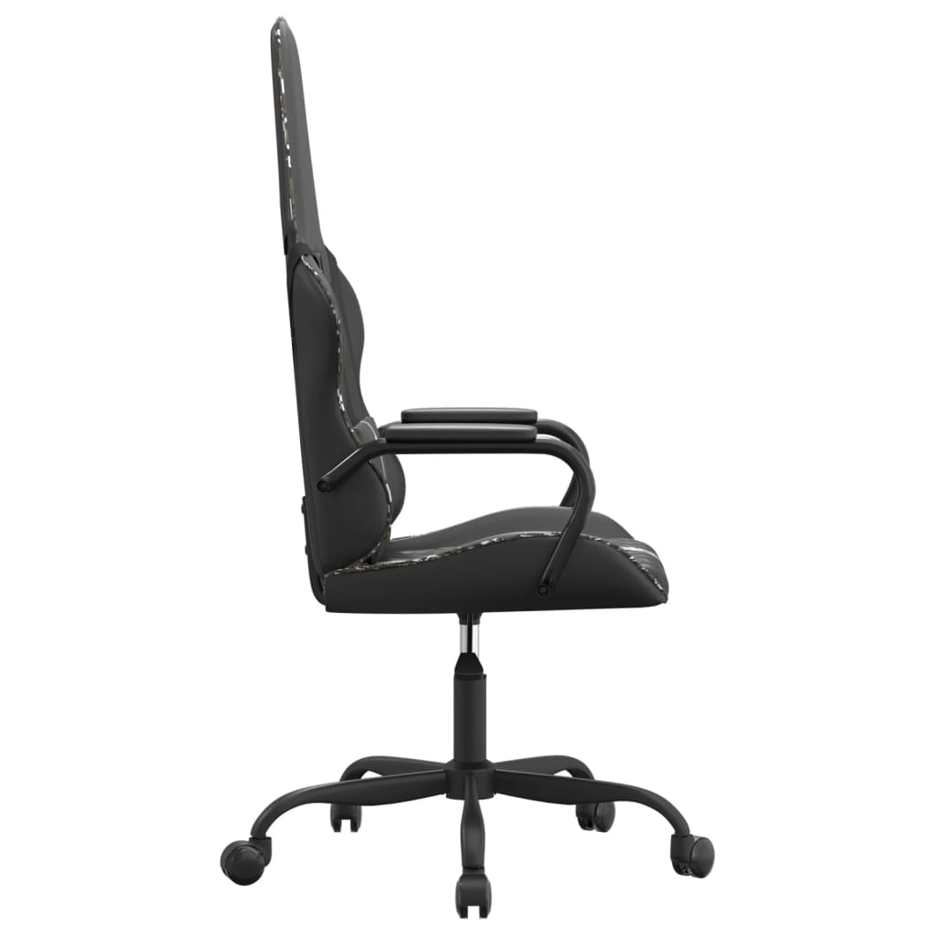 Cadeira de jogos e camuflagem de massagem e couro preto
