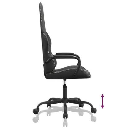 Cadeira de jogos e camuflagem de massagem e couro preto