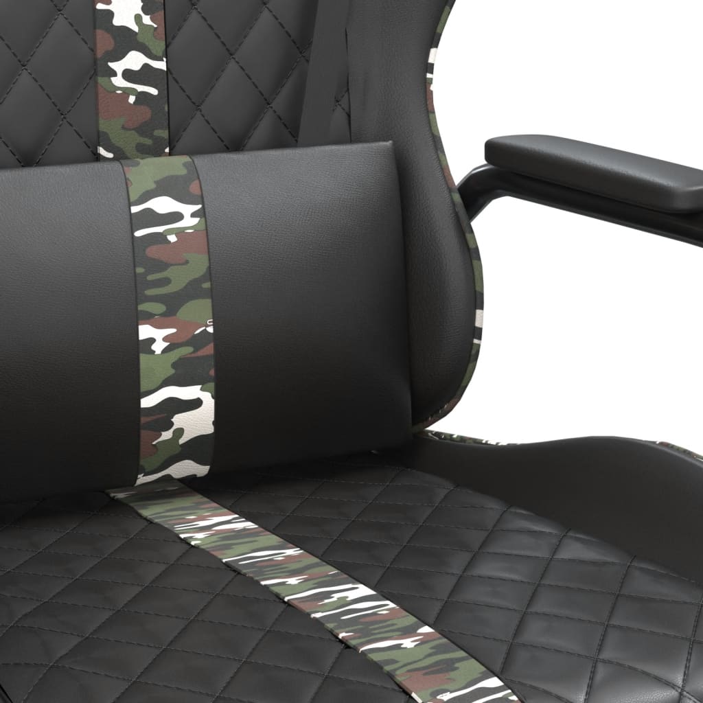 Cadeira de jogos e camuflagem de massagem e couro preto