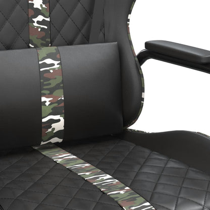 Cadeira de jogos e camuflagem de massagem e couro preto