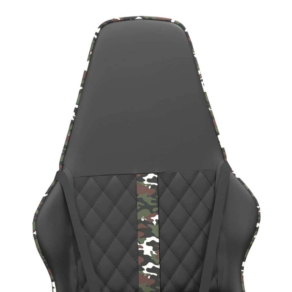 Cadeira de jogos e camuflagem de massagem e couro preto