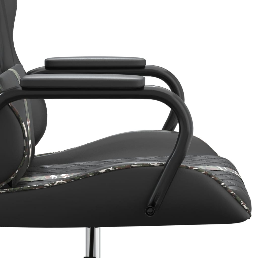 Cadeira de jogos e camuflagem de massagem e couro preto