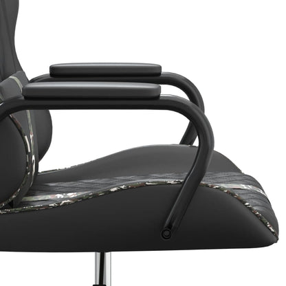 Cadeira de jogos e camuflagem de massagem e couro preto