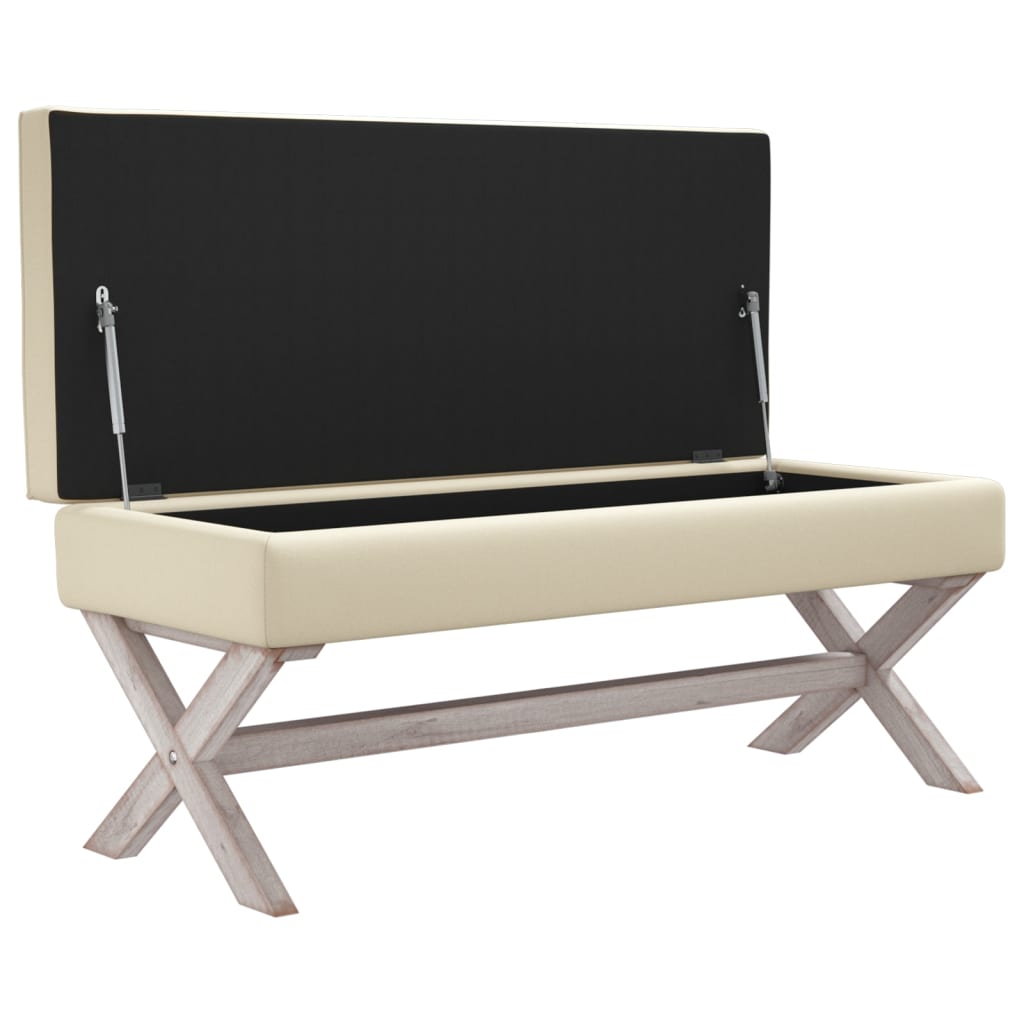 Tabouret de rangement Beige 110x45x49 cm Lin