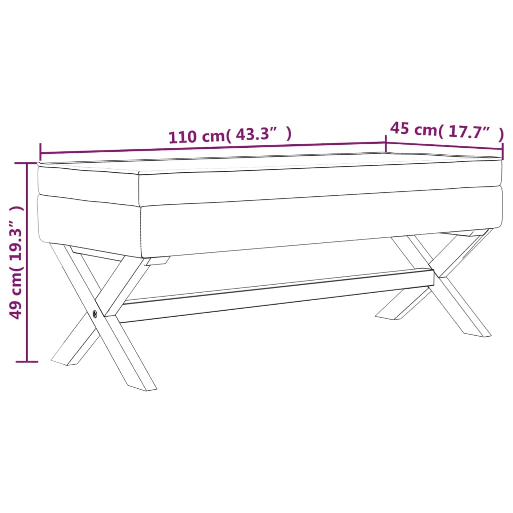 Tabouret de rangement Beige 110x45x49 cm Lin
