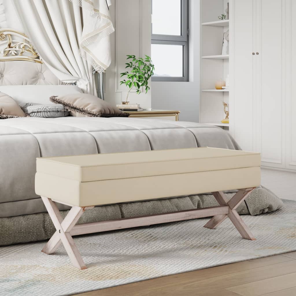 Tabouret de rangement Beige 110x45x49 cm Lin