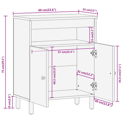 Cabina statale 60x333x75 cm Legno di mango solido