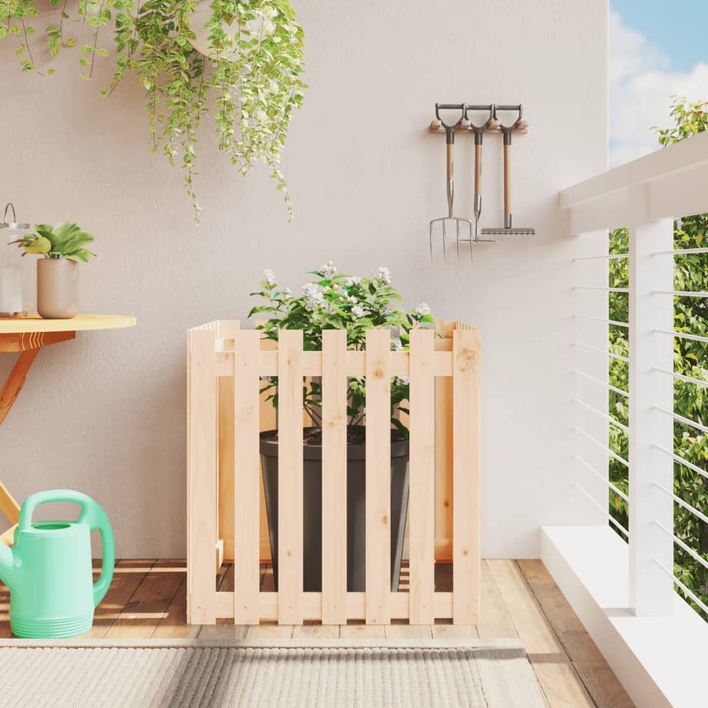 Jardinière avec design de clôture 70x70x70 cm pin massif