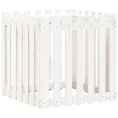 Jardinière avec design de clôture blanc 70x70x70 cm pin massif