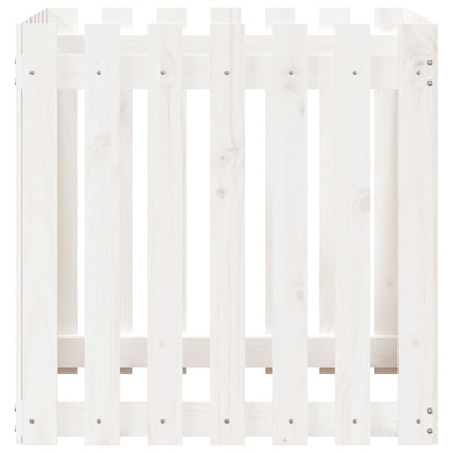 Jardinière avec design de clôture blanc 70x70x70 cm pin massif