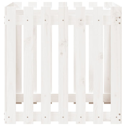 Jardinière avec design de clôture blanc 70x70x70 cm pin massif