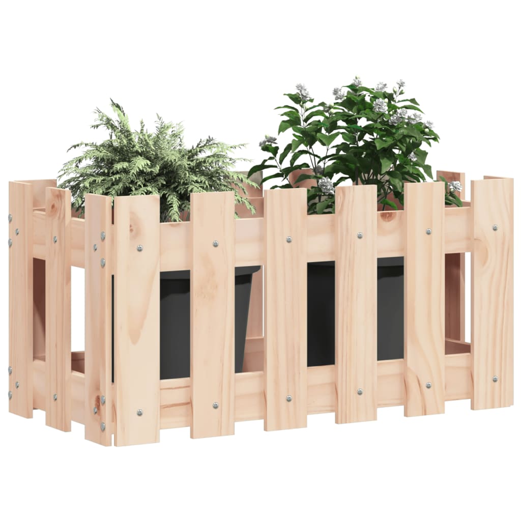 Jardinière avec design de clôture 60x30x30 cm pin massif