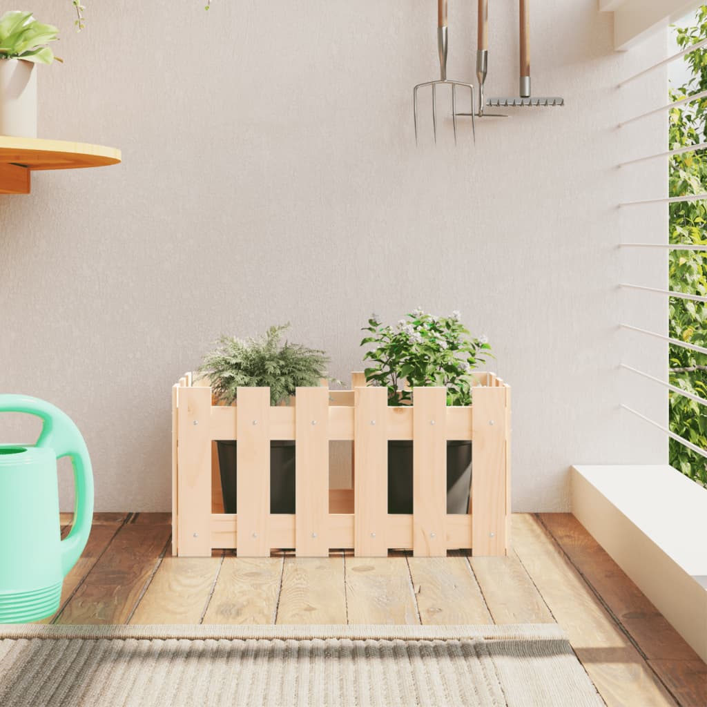 Jardinière avec design de clôture 60x30x30 cm pin massif