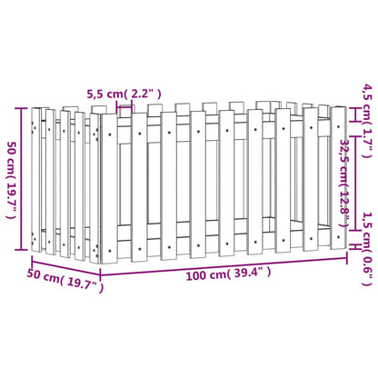 Lit surélevé de jardin design de clôture 100x50x50cm pin massif