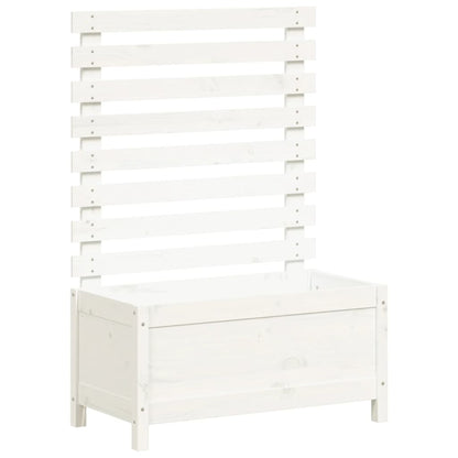 Jardinière avec support blanc 79x39,5x114 cm bois de pin massif