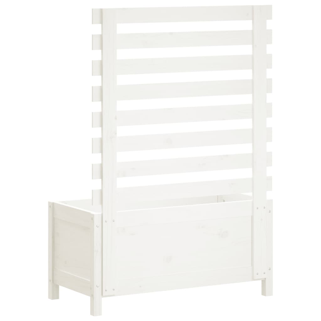 Jardinière avec support blanc 79x39,5x114 cm bois de pin massif