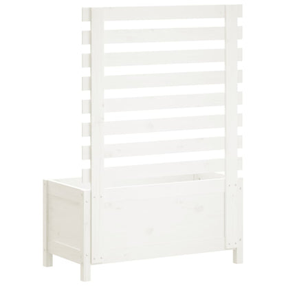 Jardinière avec support blanc 79x39,5x114 cm bois de pin massif